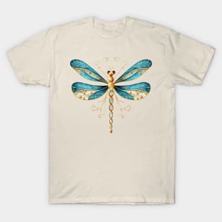 Copper and Aqua Dragonfly Abstract T-Shirt